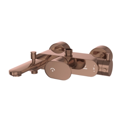 Picture of Exposed Thermostatic Bath & Shower Mixer 3-in-1 System - Blush Gold PVD