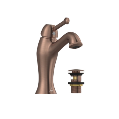 Picture of Single lever basin mixer with click clack waste - Antique Copper