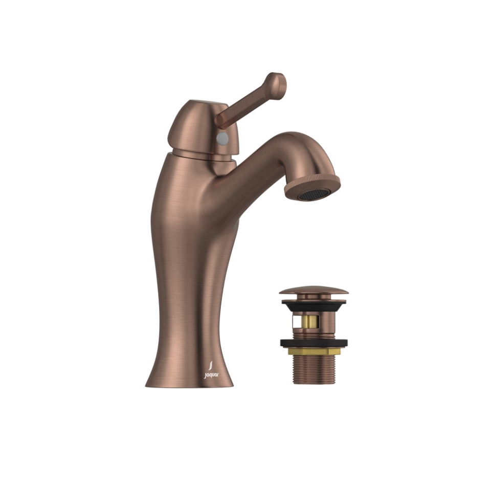 Picture of Single lever basin mixer with click clack waste - Antique Copper